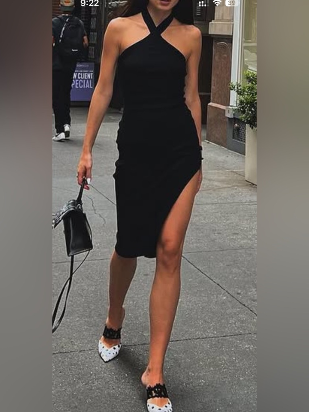Aritzia Black One-Shoulder Midi Dress with High Side Slit